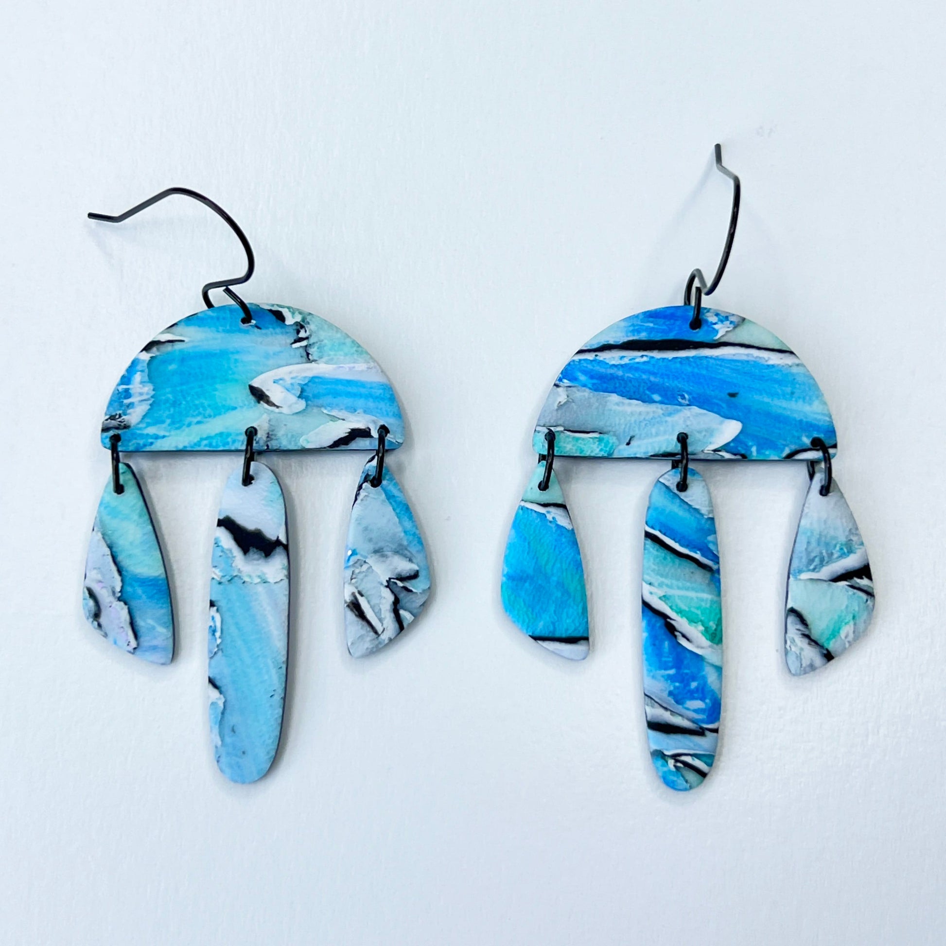Earrings Marbled Blue Watercolor Dangle Earrings