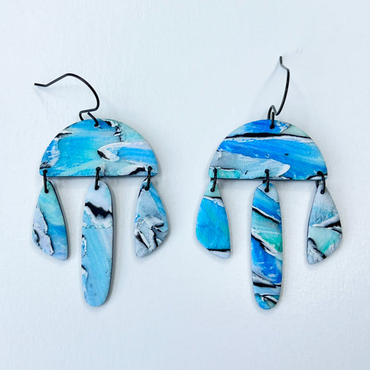 Earrings Marbled Blue Watercolor Dangle Earrings