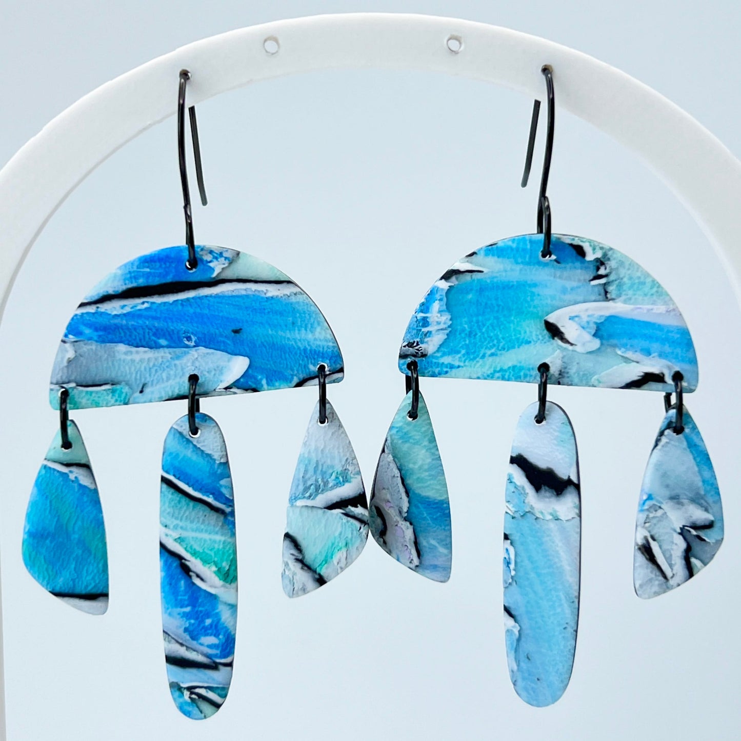 Earrings Marbled Blue Watercolor Dangle Earrings