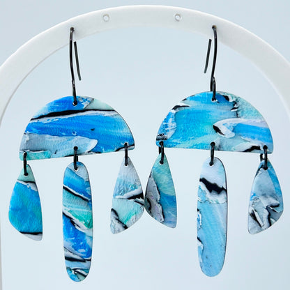 Earrings Marbled Blue Watercolor Dangle Earrings