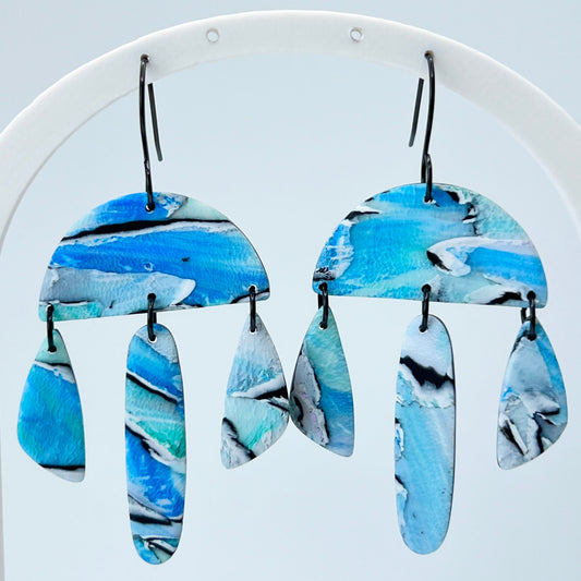 Earrings Marbled Blue Watercolor Dangle Earrings