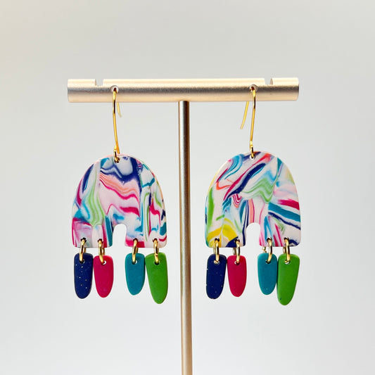 Earrings Marbled Rainbow Arch Dangle Earrings