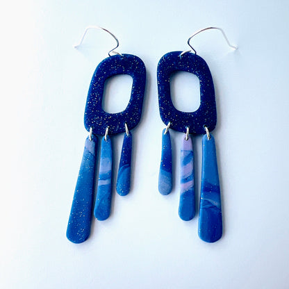 Earrings Midnight Galaxy Drop Earrings – Handmade Polymer Clay