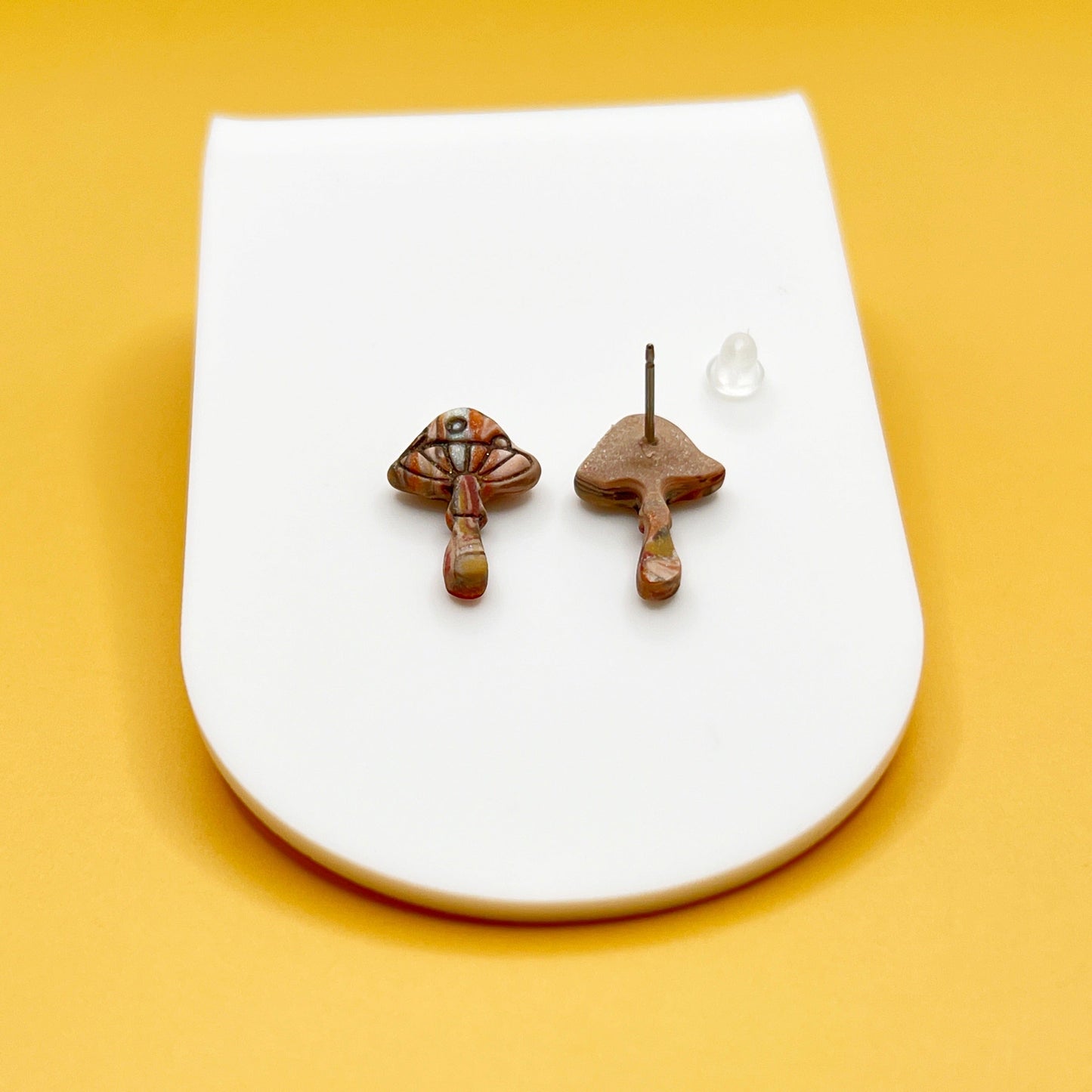 Earrings Mushroom Polymer Stud Earrings - Titanium Posts
