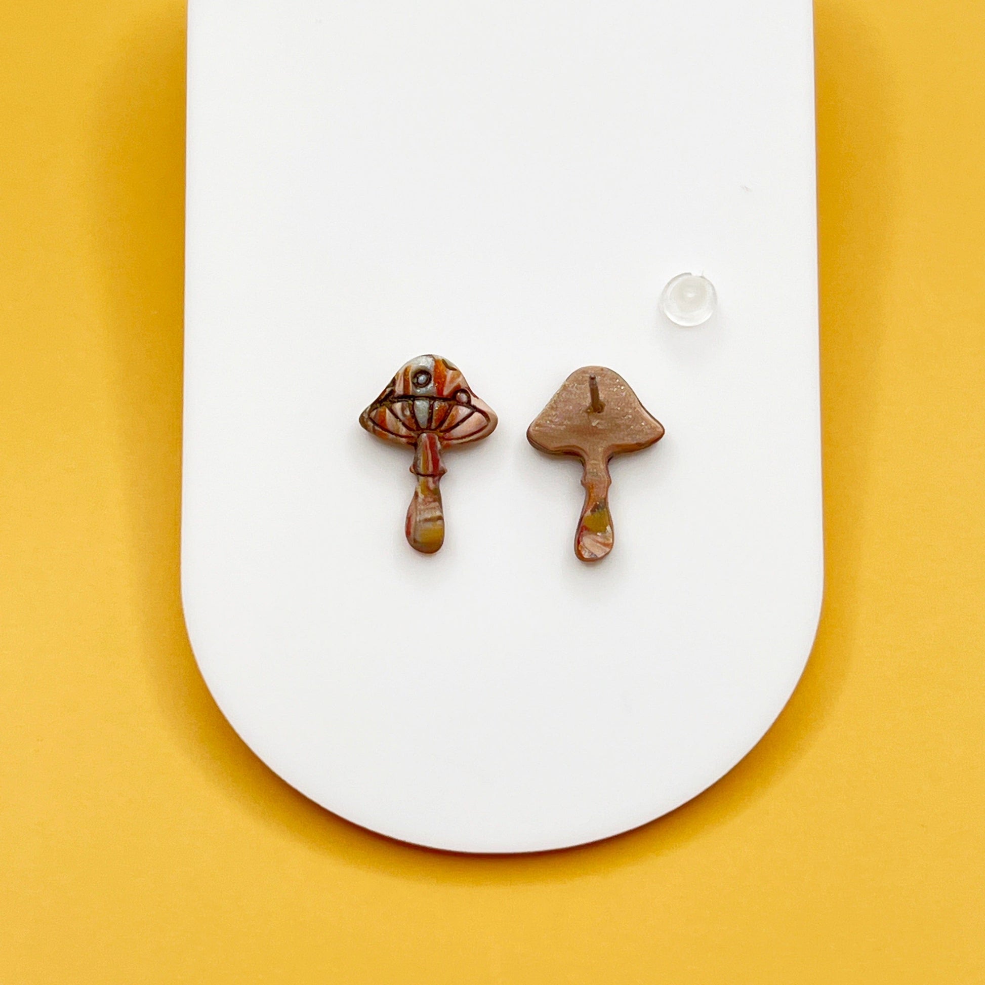 Earrings Mushroom Polymer Stud Earrings - Titanium Posts