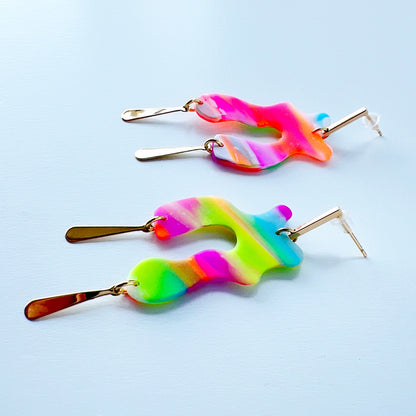 Earrings Neon Blob Drop Earrings – Funky Handmade Polymer Clay Brilliance