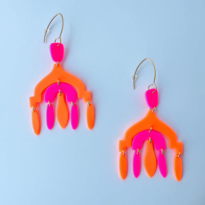 Earrings Neon Chandelier Earrings – Statement Polymer Clay Brilliance