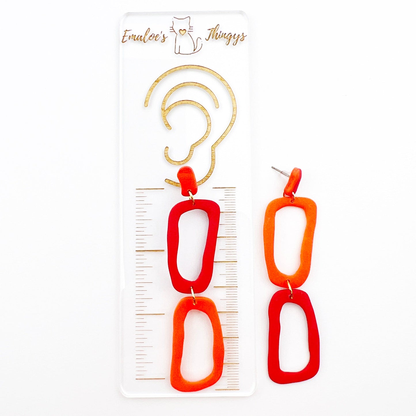 Earrings Orange & Fuchsia Organic Rectangle Earrings