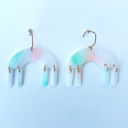 Earrings Pastel Arch Dangle Earrings – Semi-Transparent Clay & Rose Gold