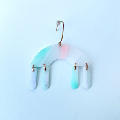 Earrings Pastel Arch Dangle Earrings – Semi-Transparent Clay & Rose Gold