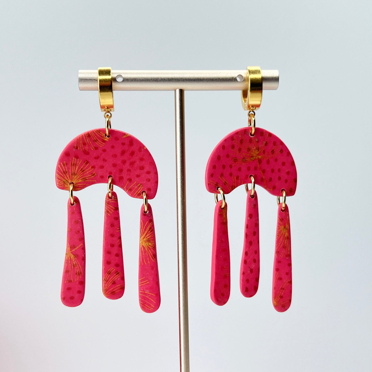 Earrings Pink Dandelion Dangle Earrings