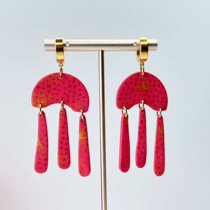 Earrings Pink Dandelion Dangle Earrings