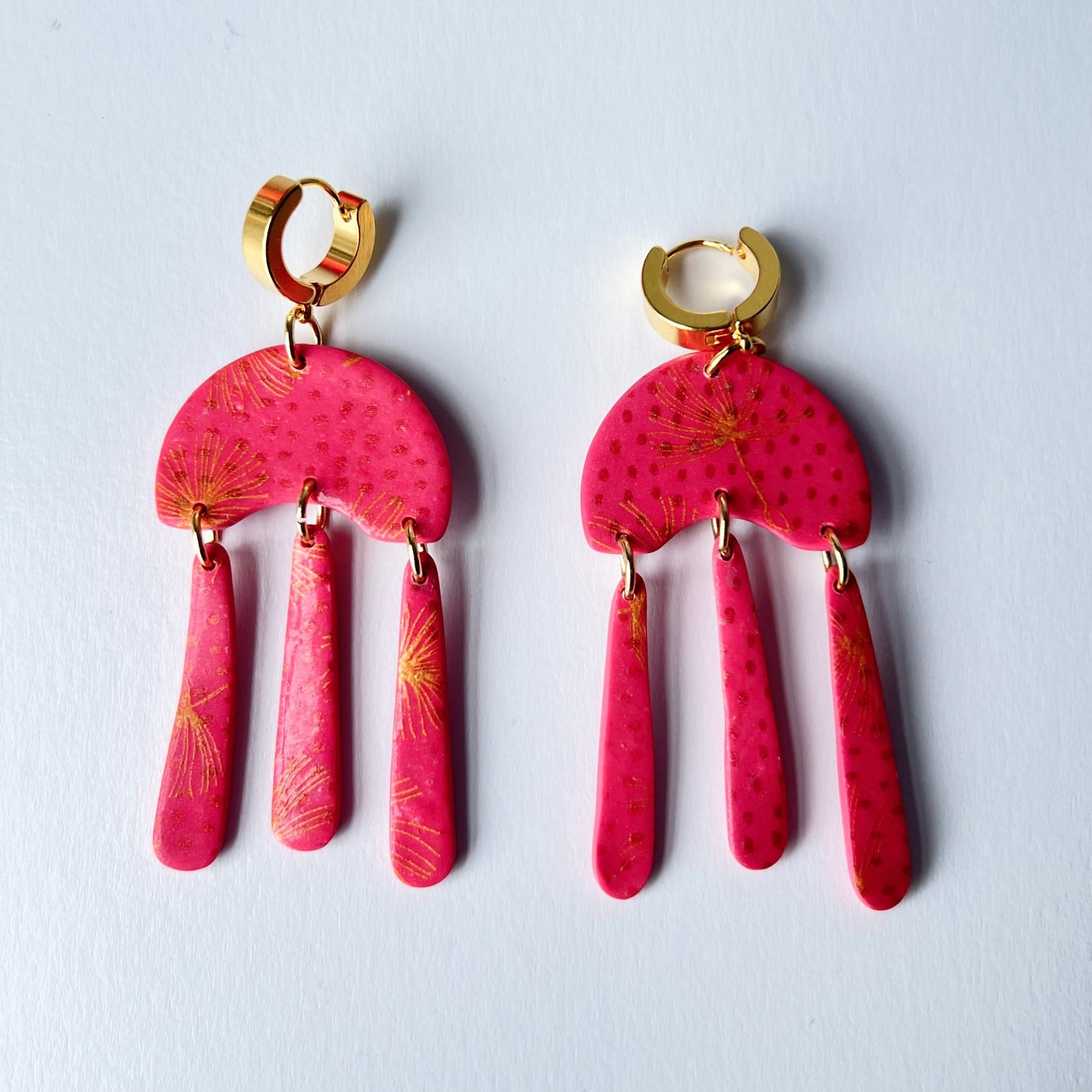 Earrings Pink Dandelion Dangle Earrings