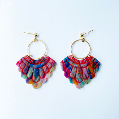 Earrings Rainbow Fan Statement Earrings