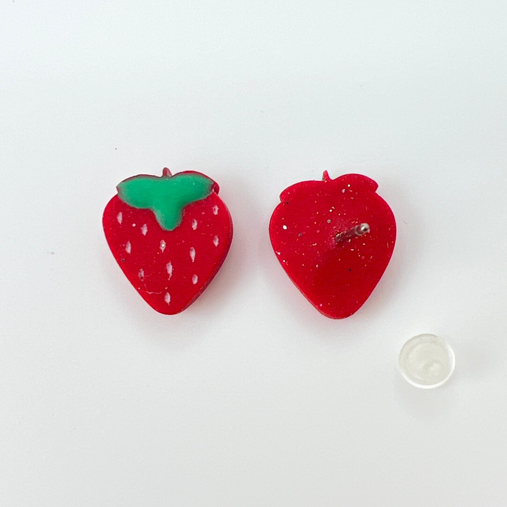 Earrings Red Strawberry Polymer Clay Stud Earrings – Titanium Posts
