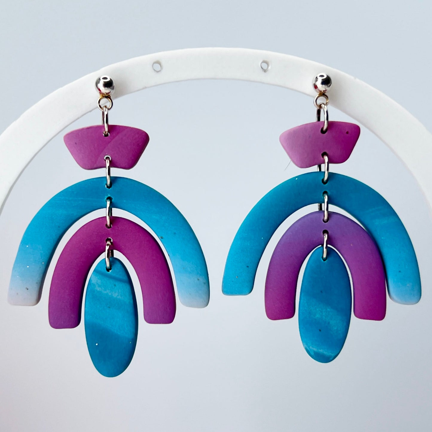 Earrings Raspberry Sorbet Retro Rainbow Arch Dangle Earrings | Emaloe's Thingys