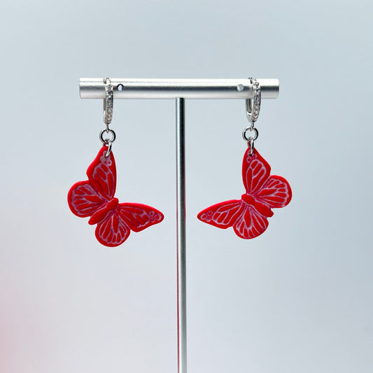 Earrings Scartlet Butterfly Leverback Hoop Earrings