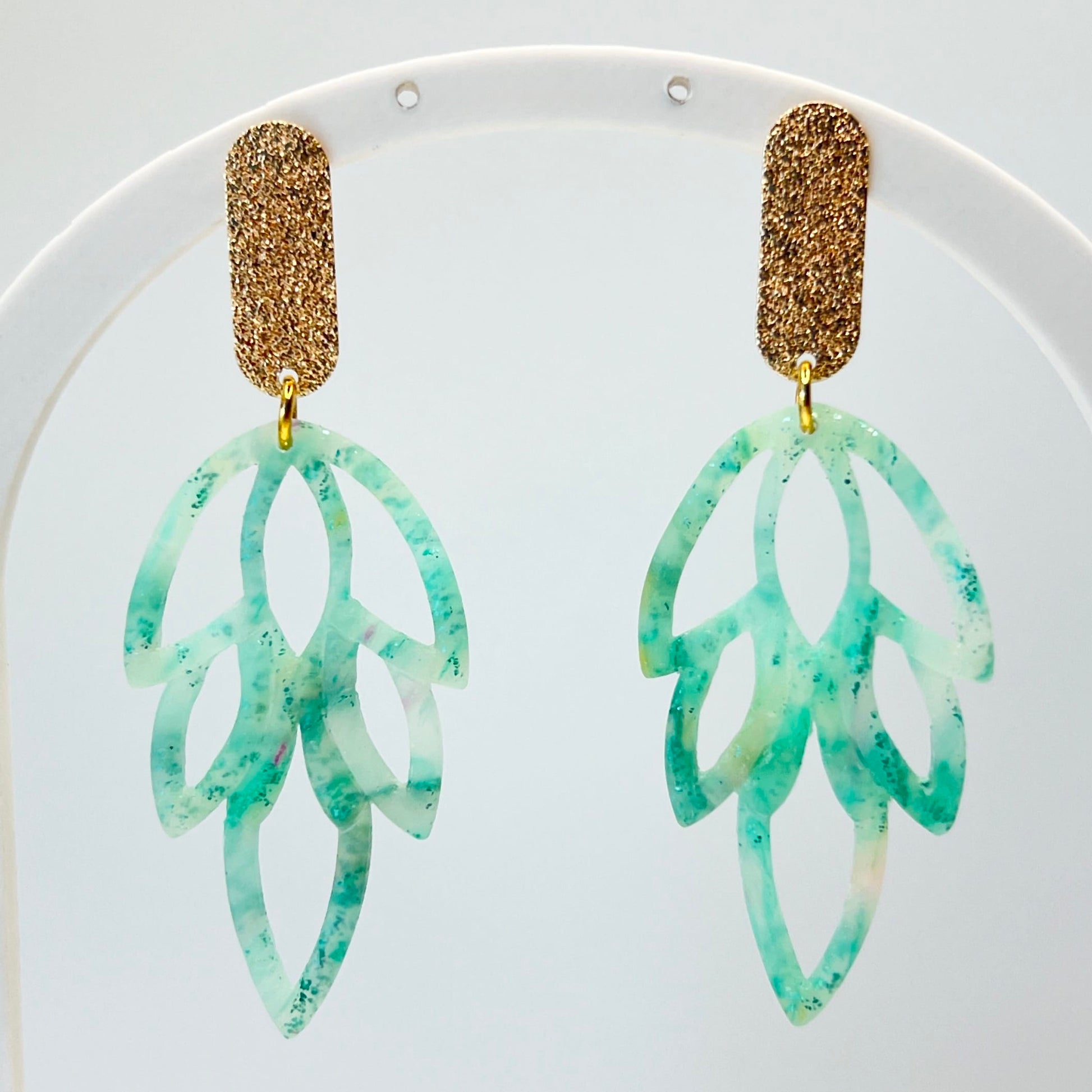 Earrings Sea Glass Leaf Dangle Earrings