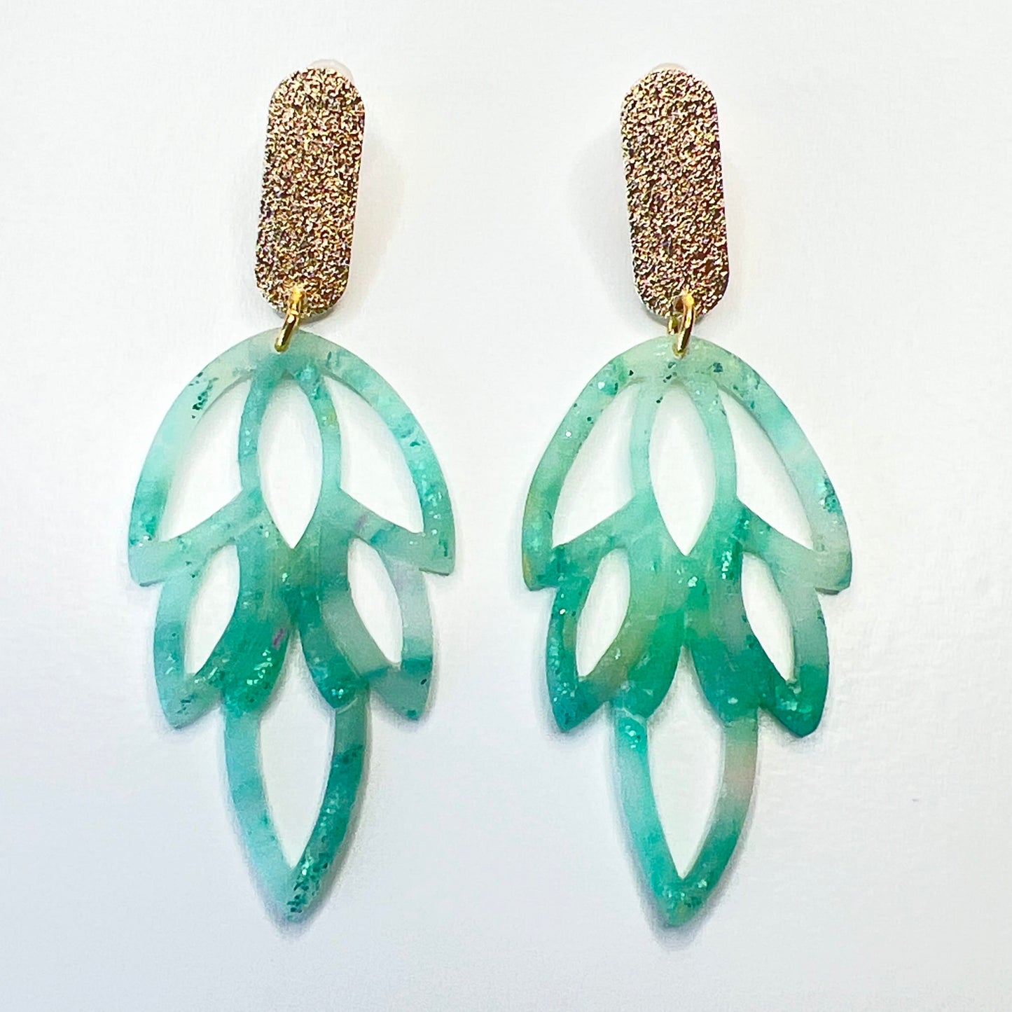 Earrings Sea Glass Leaf Dangle Earrings