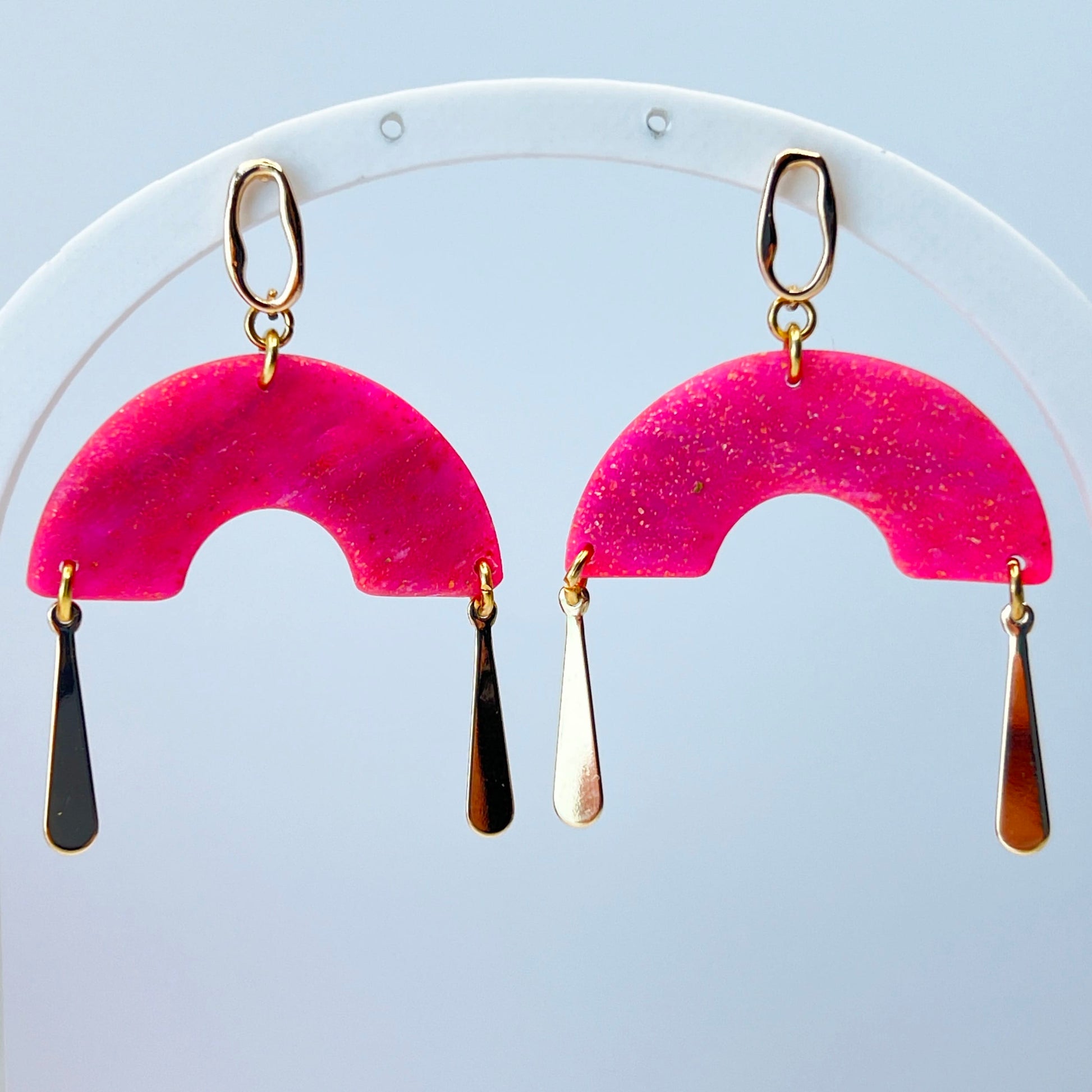 Earrings Shimmering Pink Arch Dangle Earrings