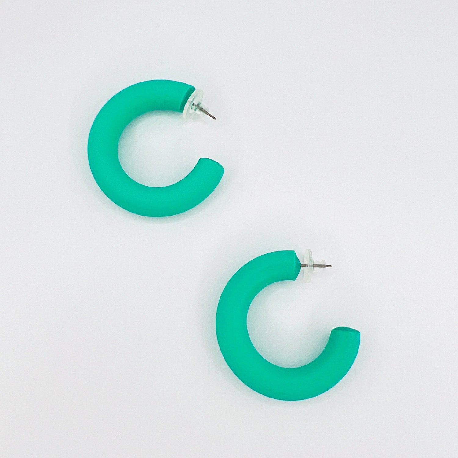 Earrings Aqua Small Clay Hoops