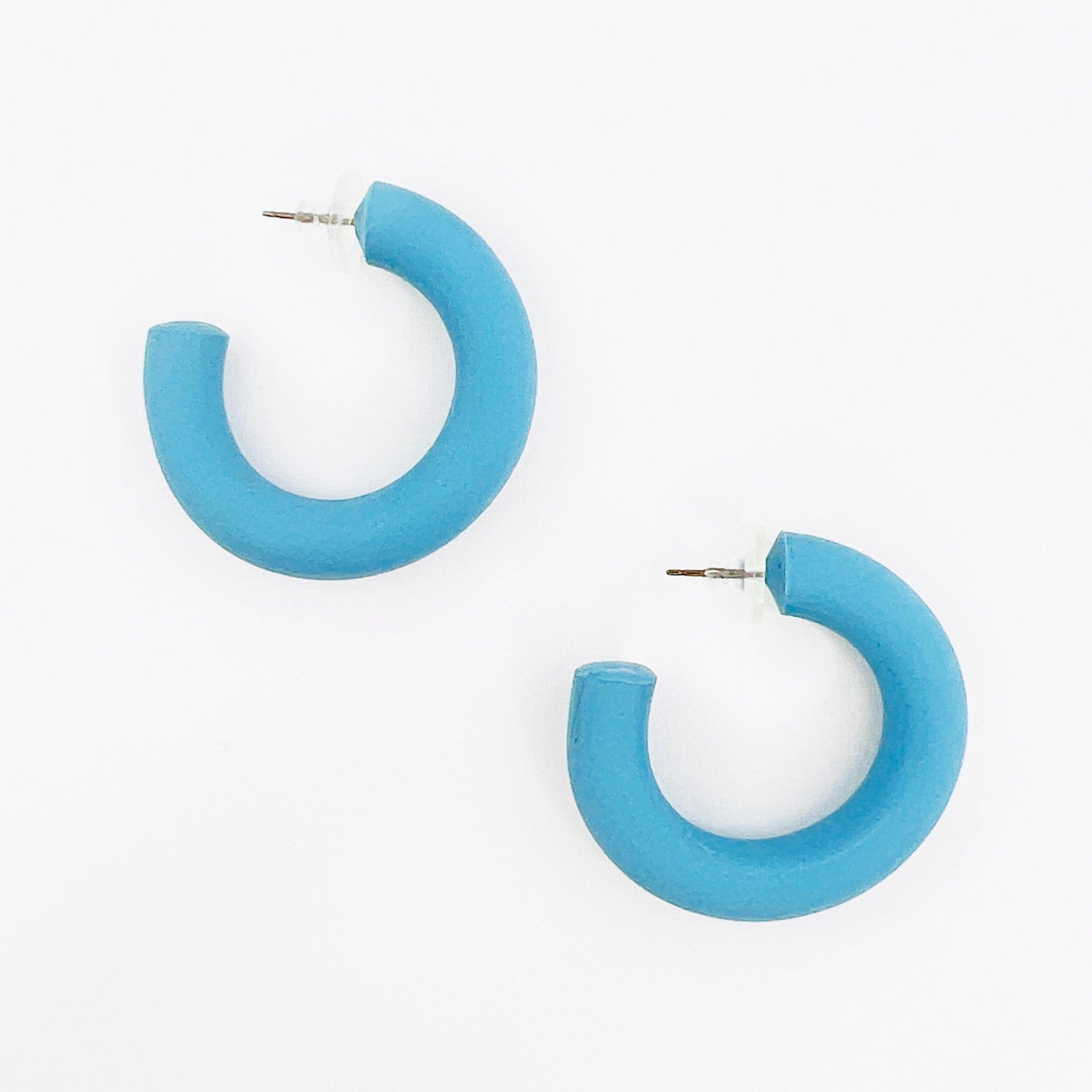 Earrings Cerulean Blue Small Clay Hoops