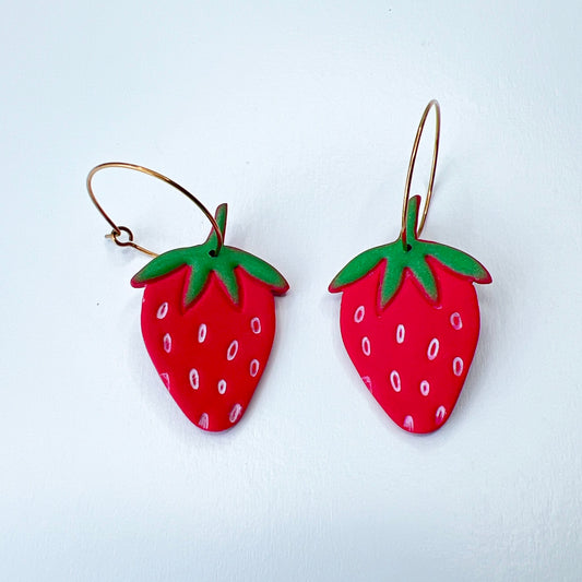 Earrings Strawberry Hoop Earrings
