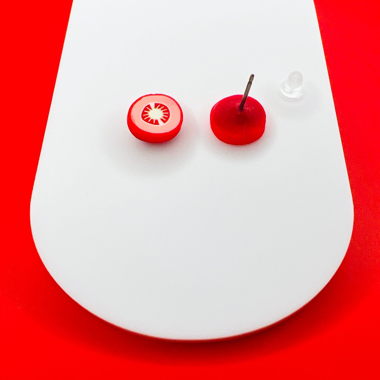 Earrings Titanium Tomato Slice Stud Earrings – Titanium or Plastic Posts