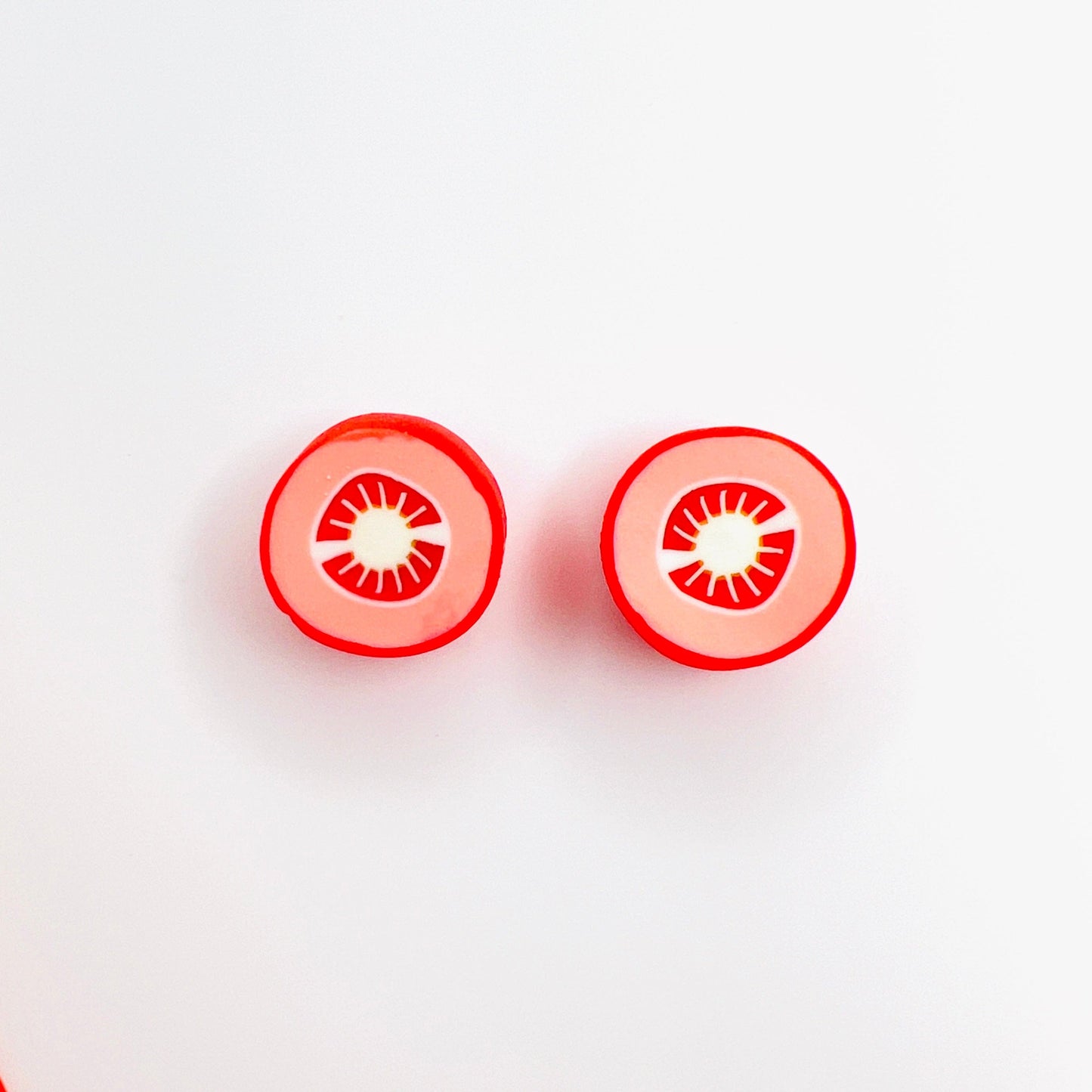 Earrings Tomato Slice Stud Earrings – Titanium or Plastic Posts