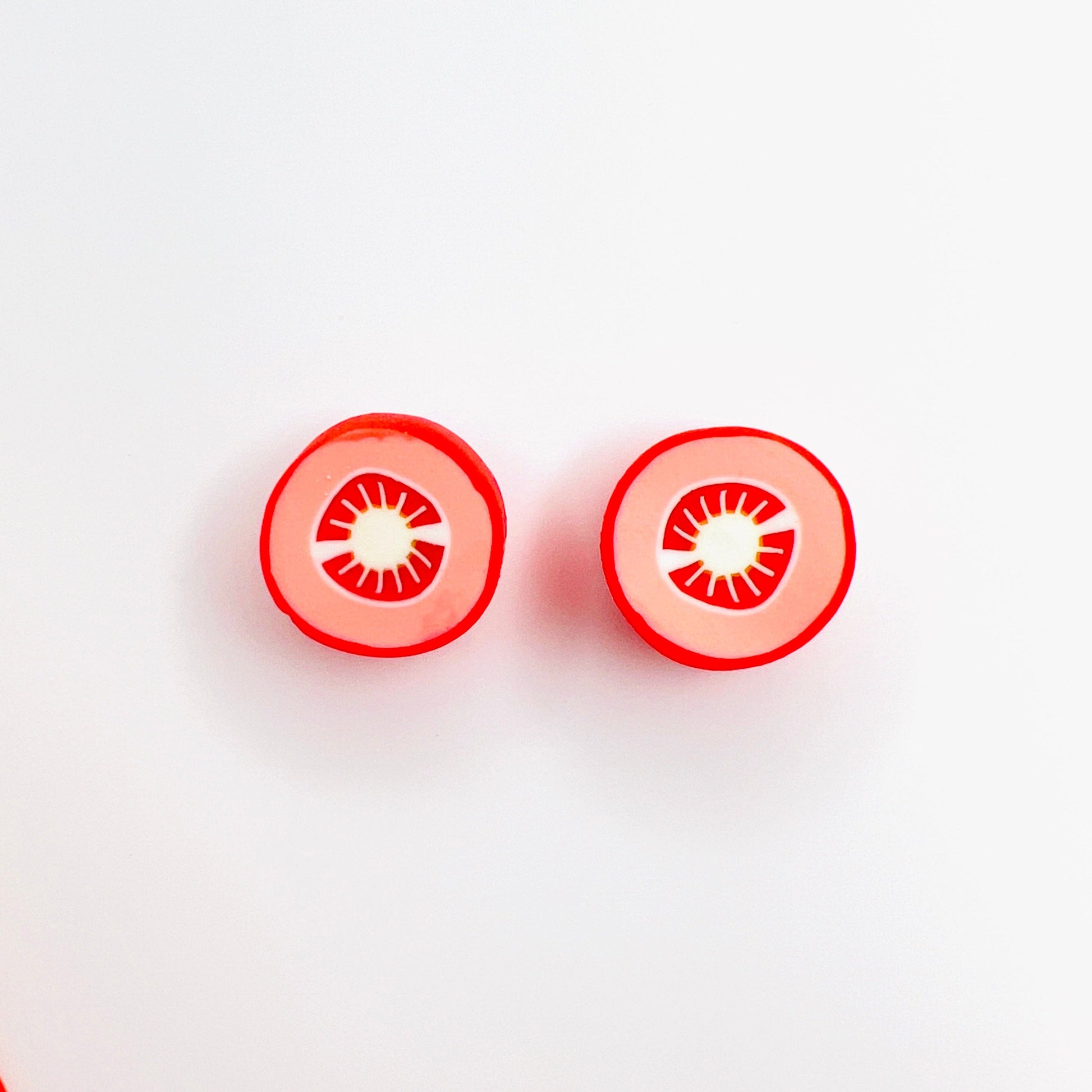 Earrings Tomato Slice Stud Earrings – Titanium or Plastic Posts