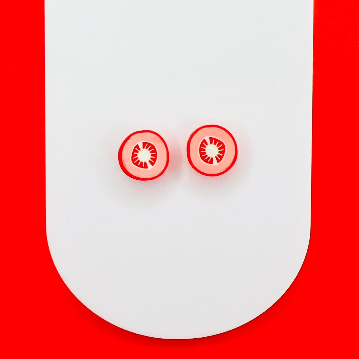 Earrings Tomato Slice Stud Earrings – Titanium or Plastic Posts