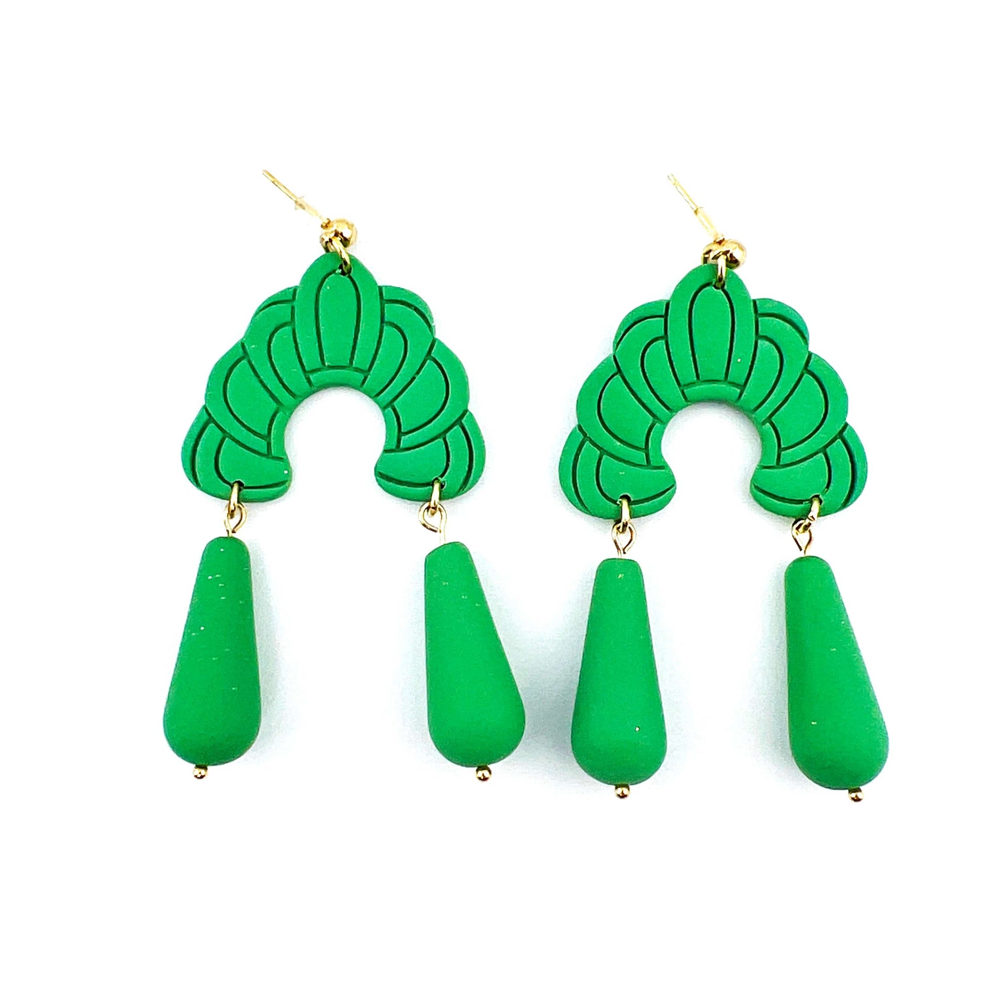 Green Art Deco Earrings