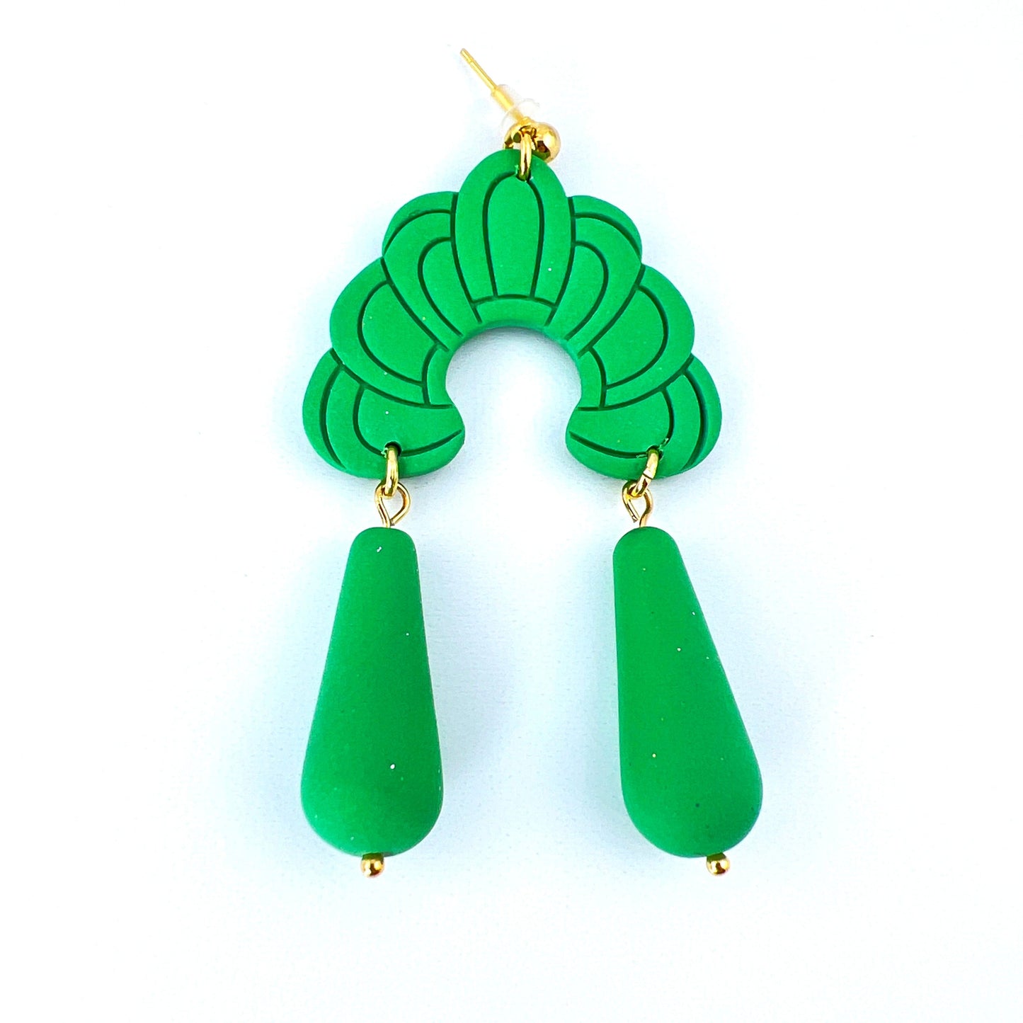 Green Art Deco Earrings