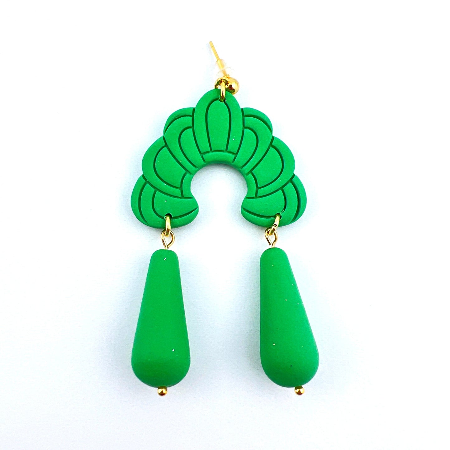 Green Art Deco Earrings