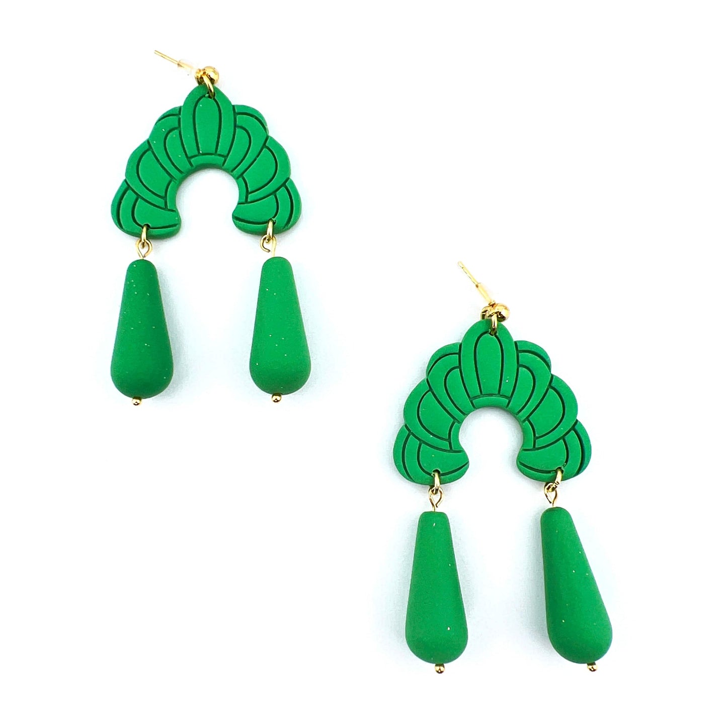 Green Art Deco Earrings