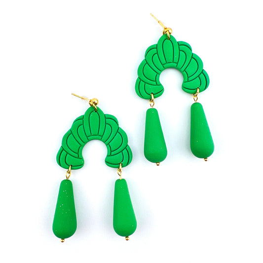 Green Art Deco Earrings