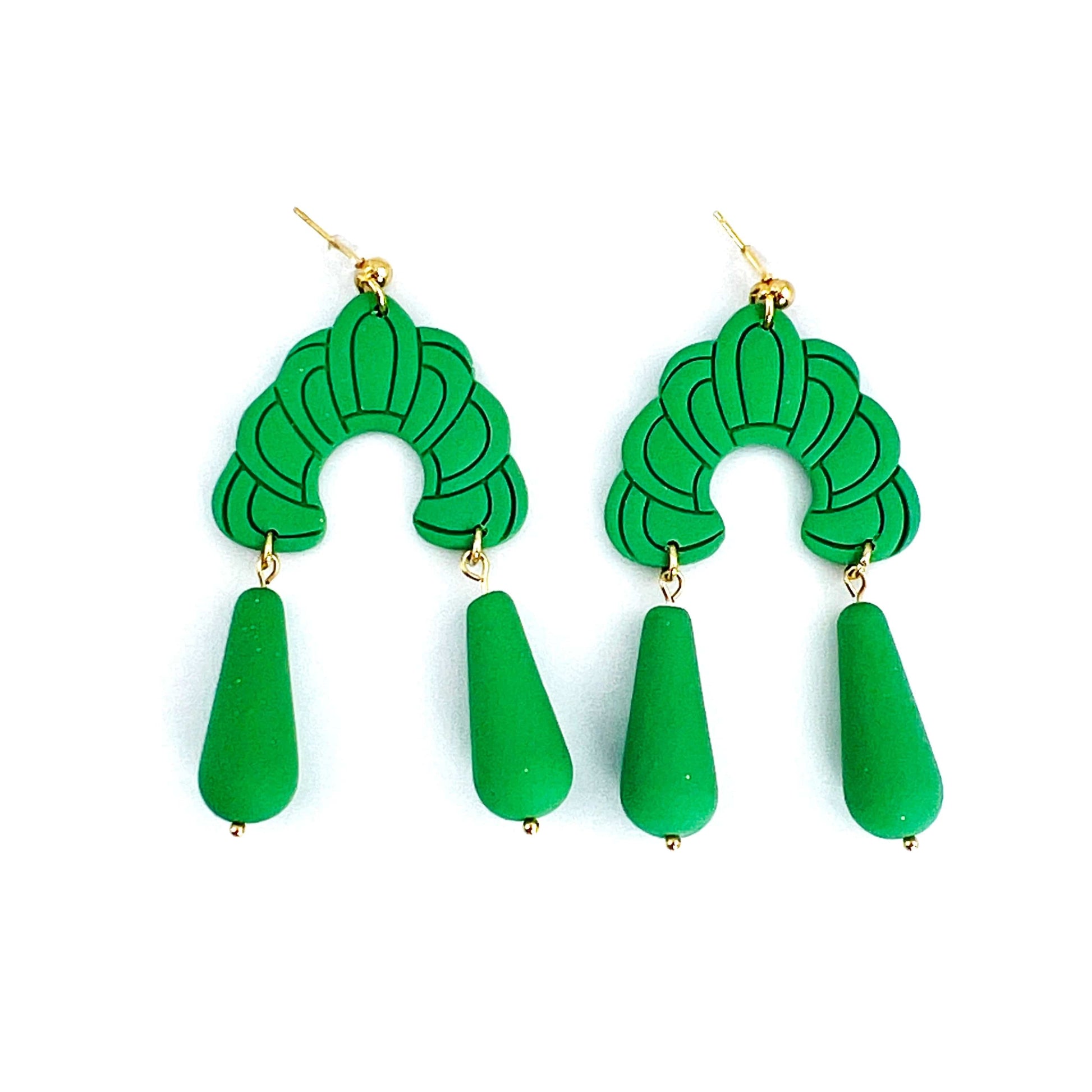 Green Art Deco Earrings