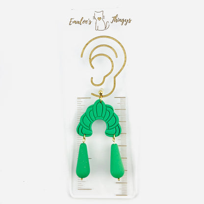 Green Art Deco Earrings