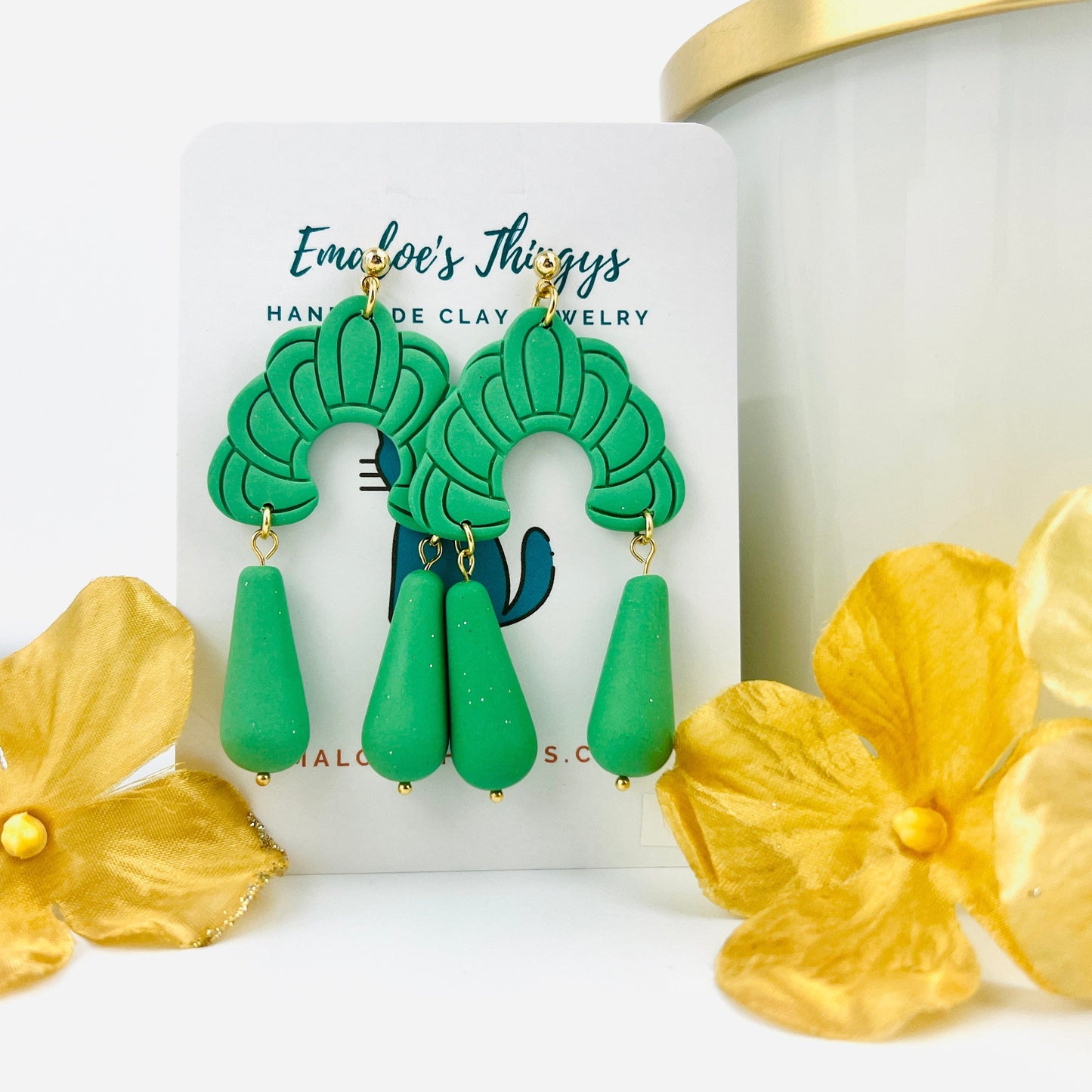 Green Art Deco Earrings