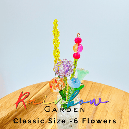Home Decor Classic / Rainbow Garden Mini Beaded Flower Bouquet in Glass Vase | Emaloe's Thingys