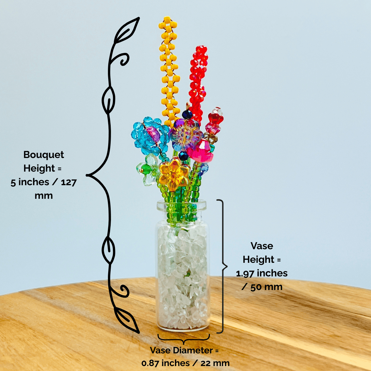Home Decor Mini Beaded Flower Bouquet in Glass Vase | Emaloe's Thingys