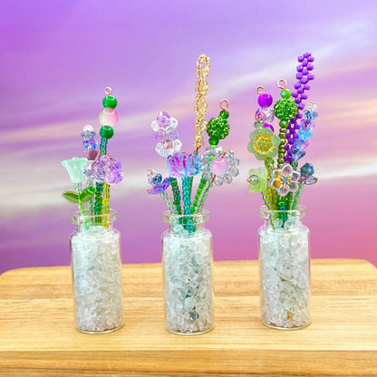 Home Decor Mini Beaded Flower Bouquet in Glass Vase | Emaloe's Thingys