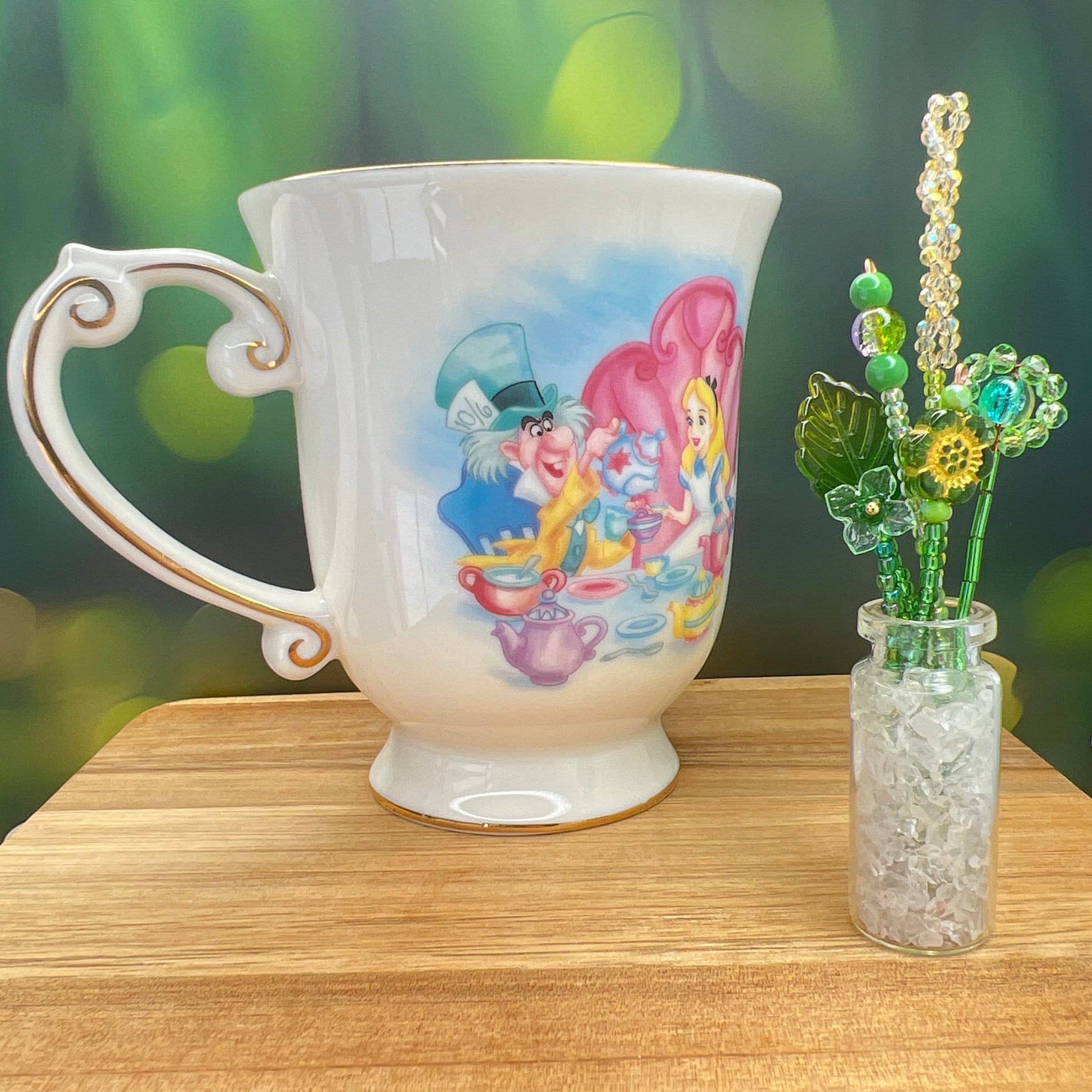 Home Decor Mini Beaded Flower Bouquet in Glass Vase – Handmade Forever Flowers