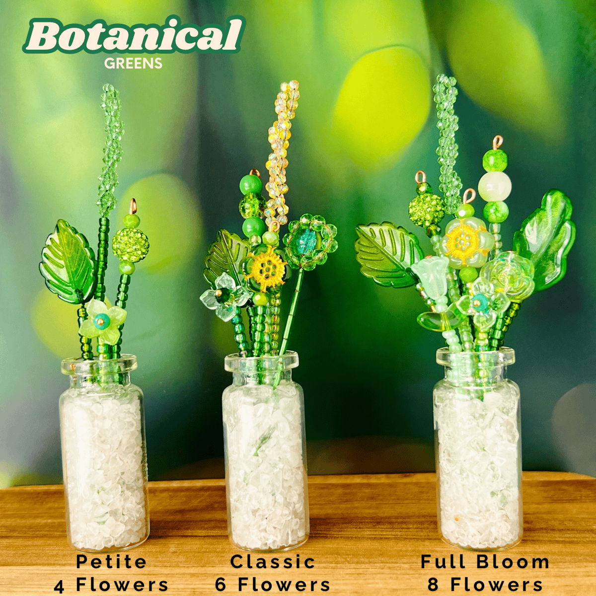 Home Decor Mini Beaded Flower Bouquet in Glass Vase – Handmade Forever Flowers