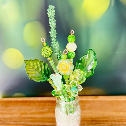 Home Decor Mini Beaded Flower Bouquet in Glass Vase – Handmade Forever Flowers