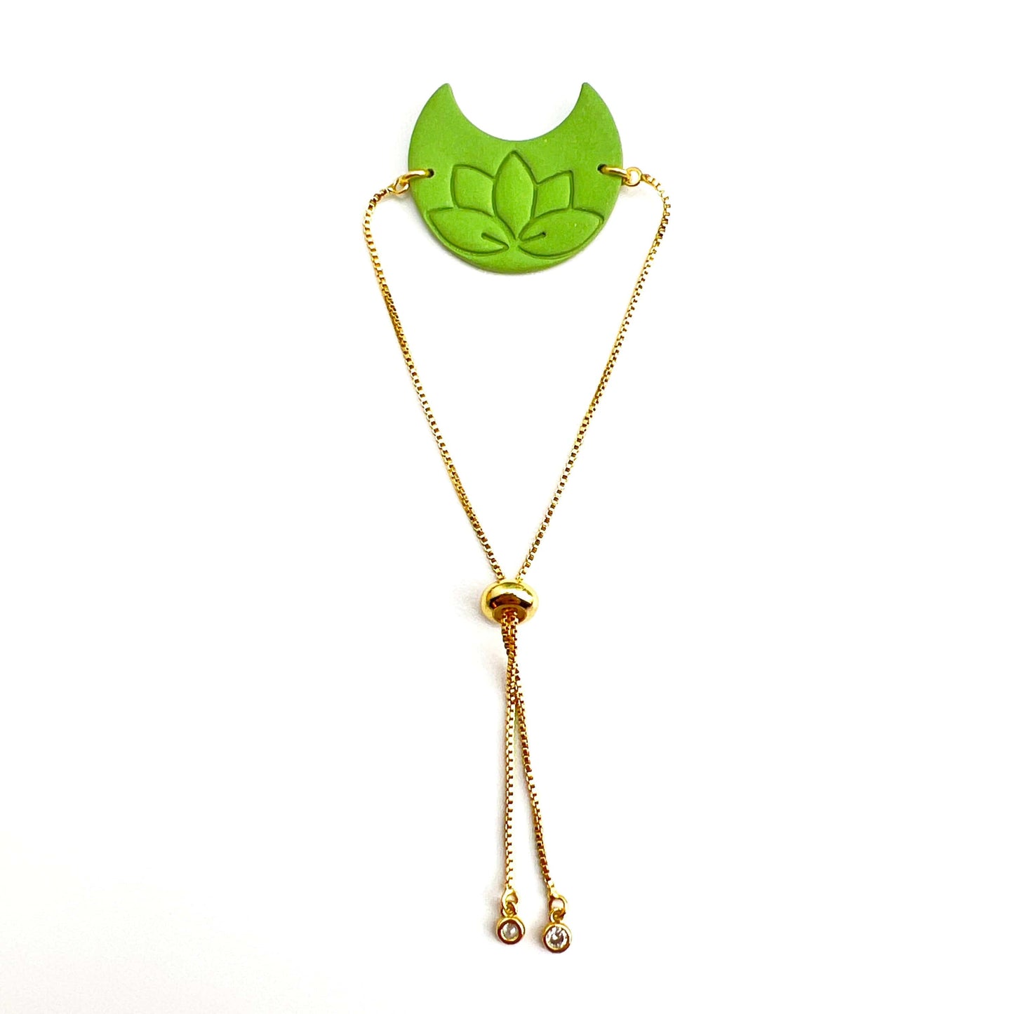 Green Lotus Moon Adjustable Chain Bracelet
