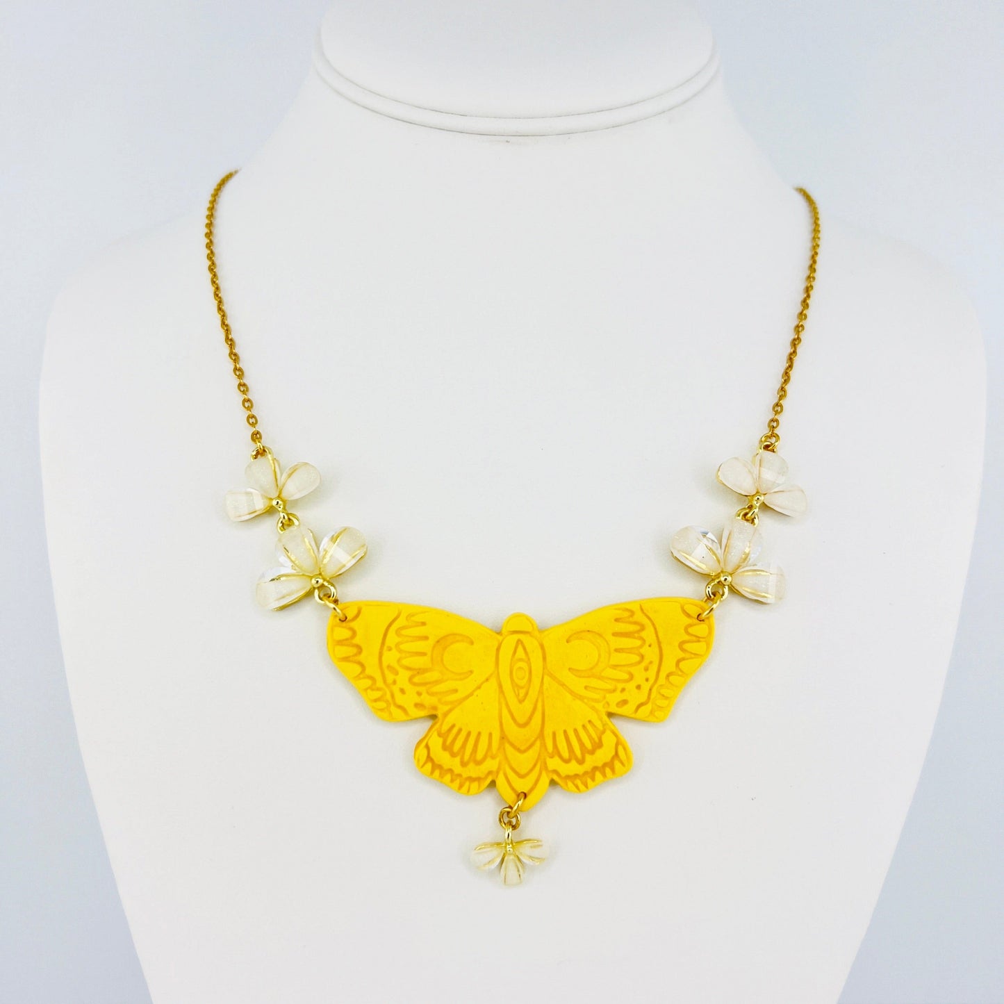 Necklace Lemon | Gold Beaded Moth Necklace