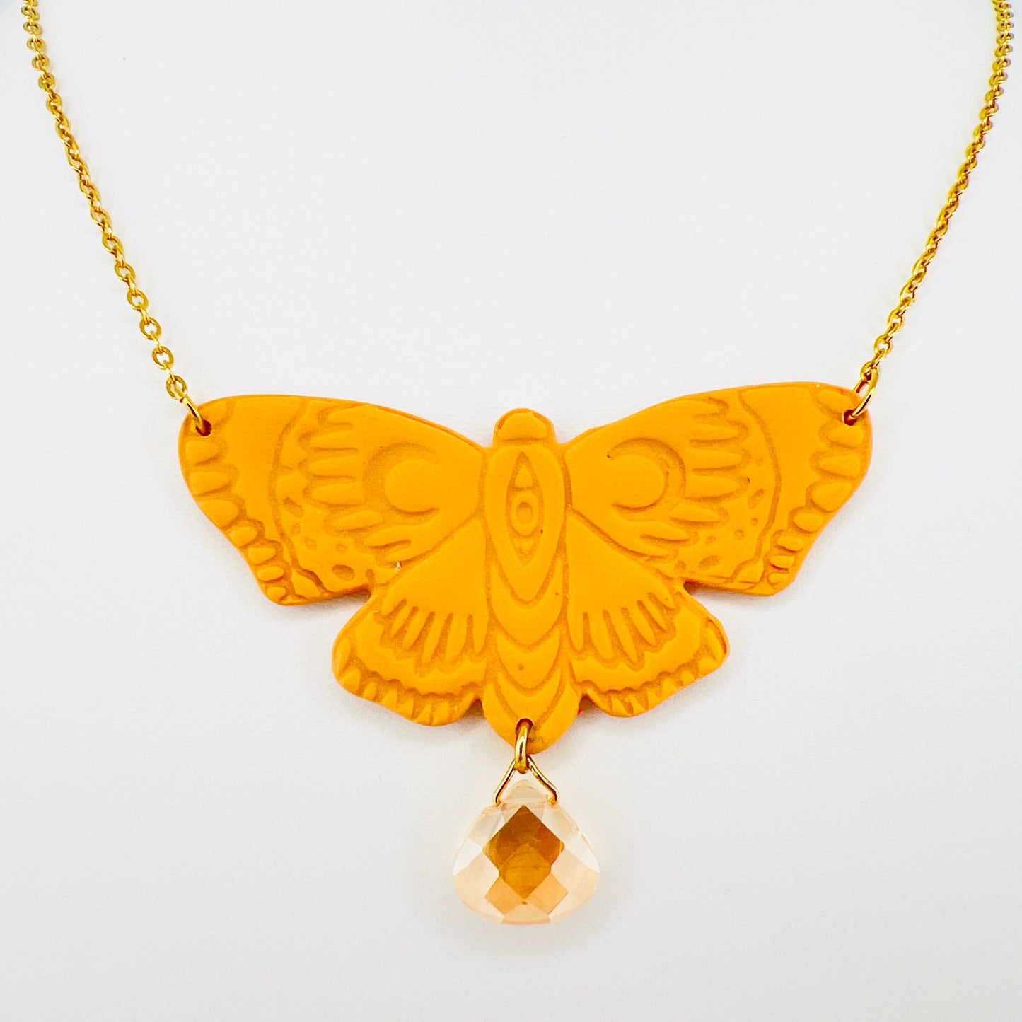 Necklace Citrus | Gold Beaded Moth Necklace