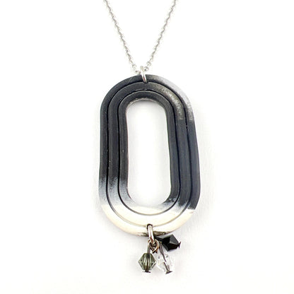 Necklace Black, Gray, White Oval Necklace