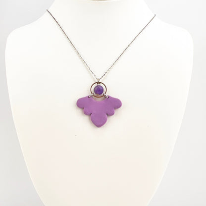 Necklace Purple Scallop & Silver Circle Necklace